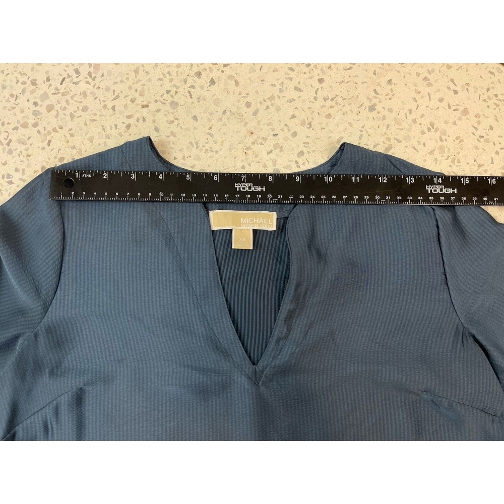 Michael Kors Women XS Blue Navy Solid Satin Tie Top Chambbary Officewear Bow - Picture 11 of 14